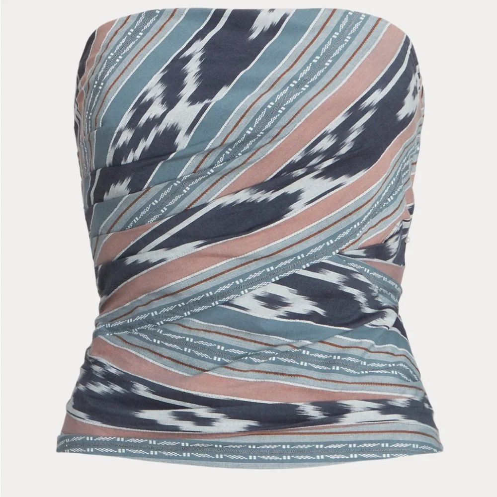 Lauren Ralph Lauren
Geo Stripe Cotton Strapless Blouse - Picture 1 of 4
